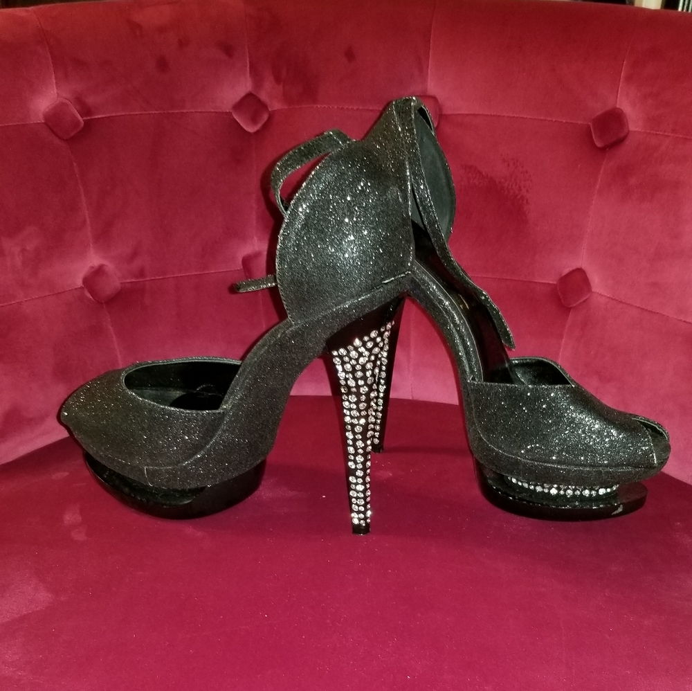 Black Rhinestone Heels